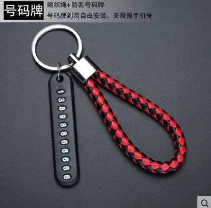 RedBlack Color Metal Car Keychain With Number Plate Insert