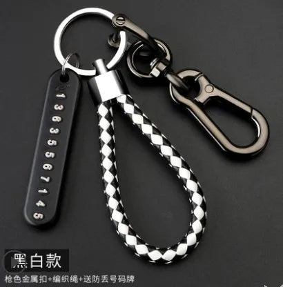 WhiteBlack1 Color Metal Car Keychain With Number Plate Insert