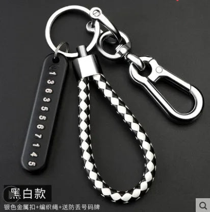 WhiteBlack2 Color Metal Car Keychain With Number Plate Insert