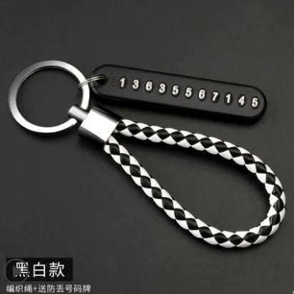 WhiteBlack Color Metal Car Keychain With Number Plate Insert