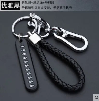 Black2 Color Metal Car Keychain With Number Plate Insert