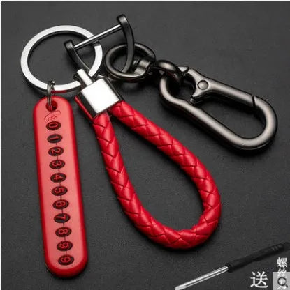 Red1 Color Metal Car Keychain With Number Plate Insert