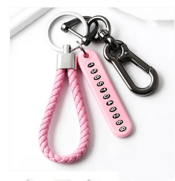 Pink1 Color Metal Car Keychain With Number Plate Insert