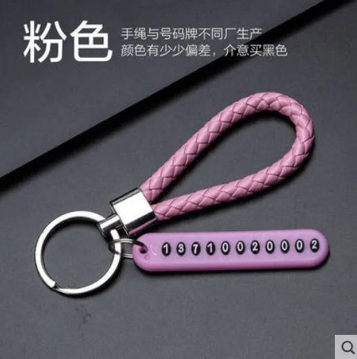Pink Color Metal Car Keychain With Number Plate Insert