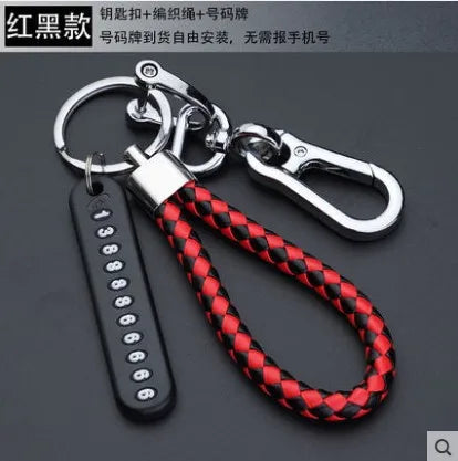 RedBlack2 Color Metal Car Keychain With Number Plate Insert