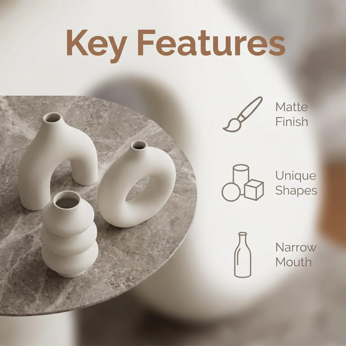 3D Printed Wabi-Sabi Irregular Plastic Decorative Vase Set
