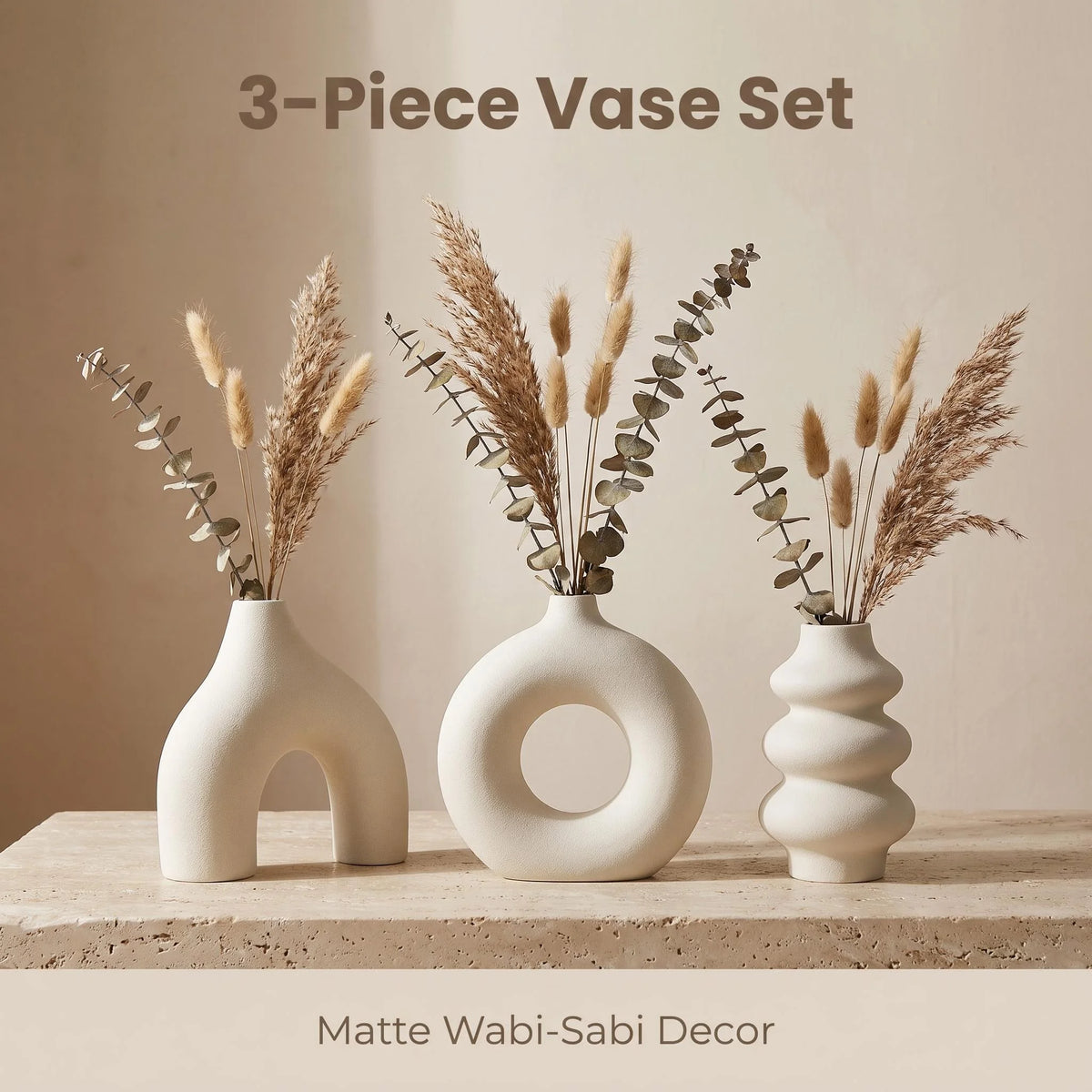 3D Printed Wabi-Sabi Irregular Plastic Decorative Vase Set