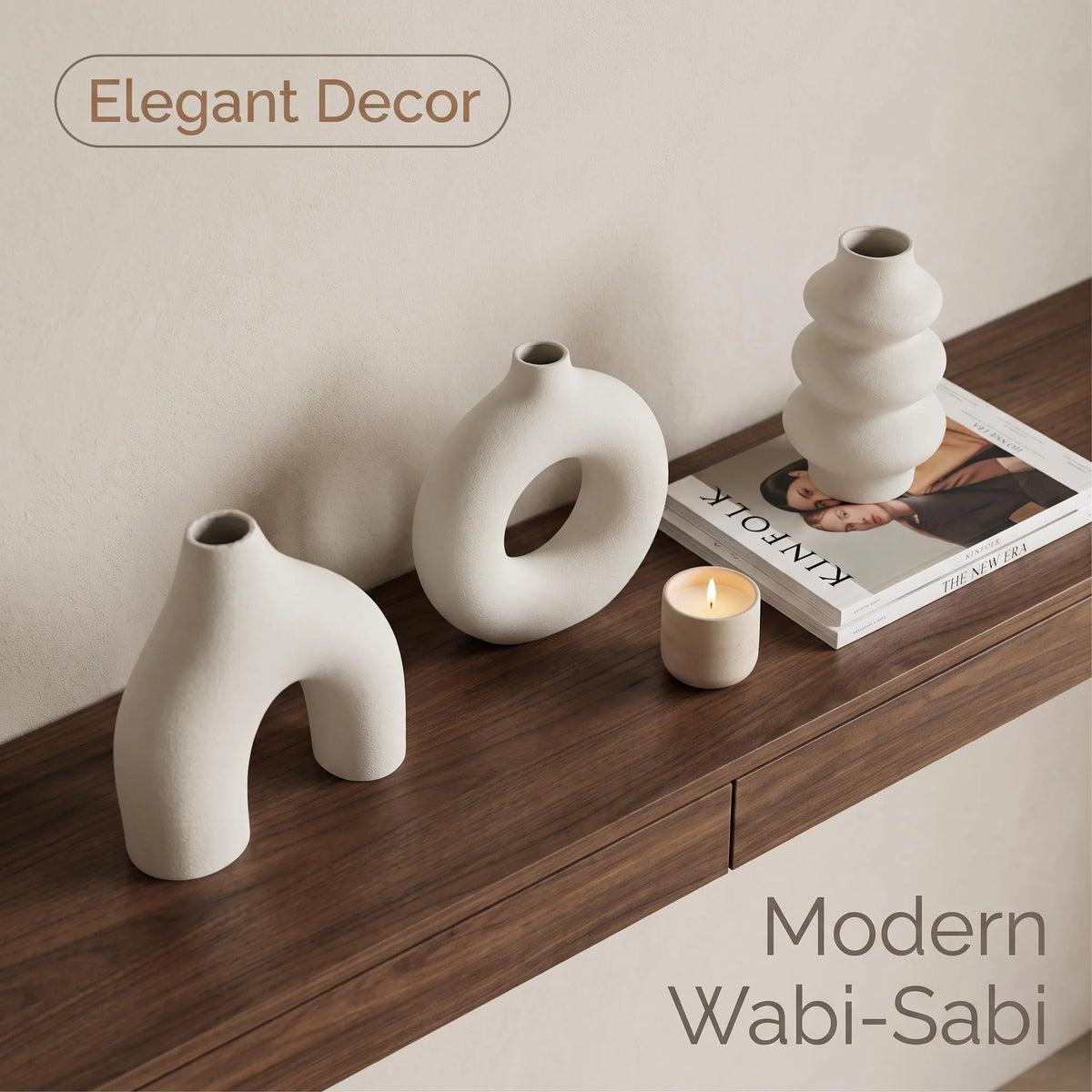 3D Printed Wabi-Sabi Irregular Plastic Decorative Vase Set