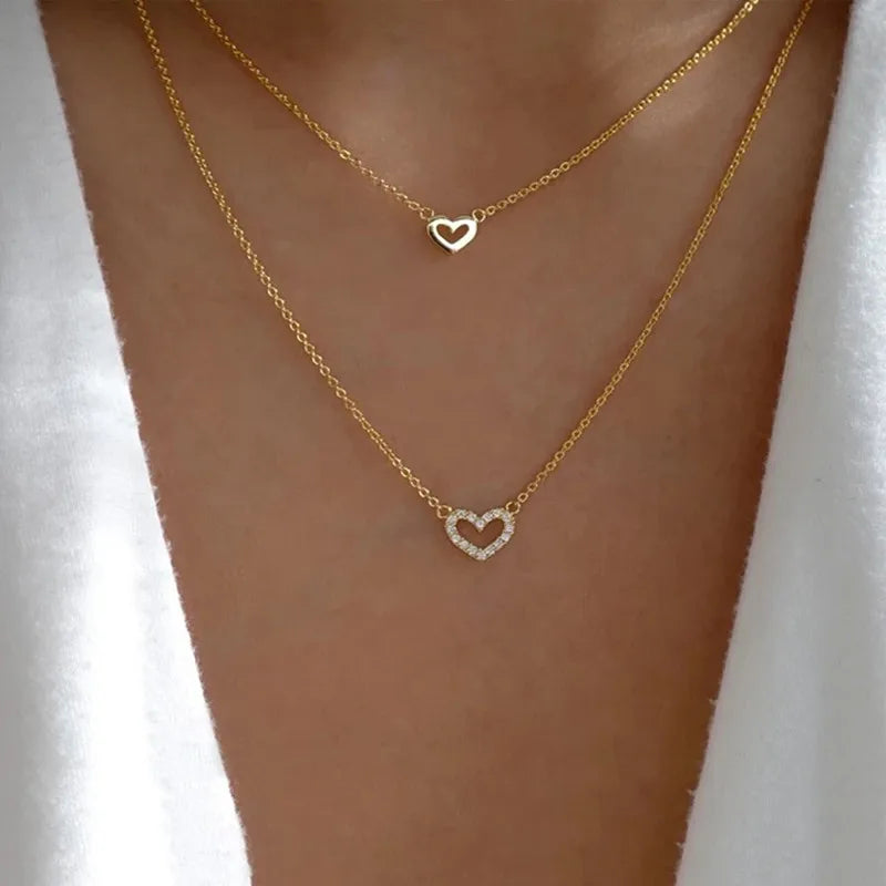 Gold Metal Color Boho Layered Pendant Necklace For Women